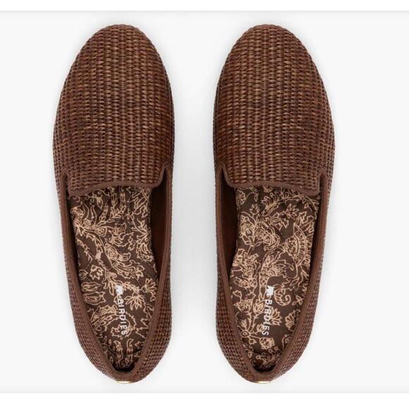 Birdies The Starling Loafer Brown Mahogany Raffia Brown Size 8 Slip On Flats - Picture 2 of 10